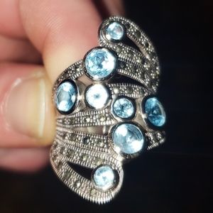 Absolutely stunning topaz and marcasite fan ring.